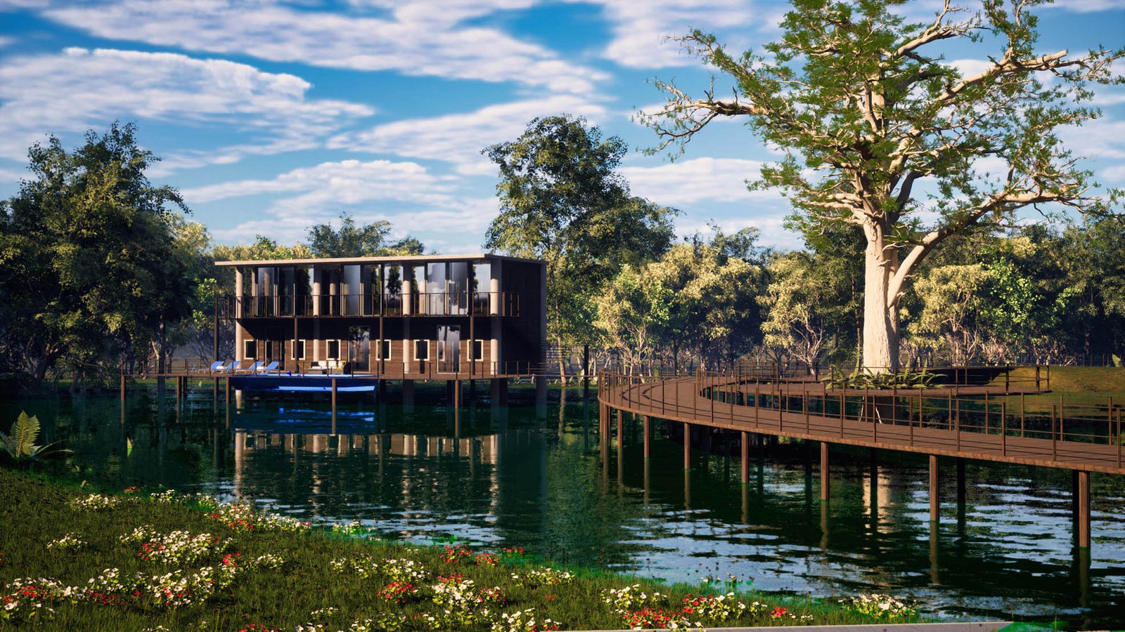 Las Acacias &mdash; Lake Dock Architectural Render